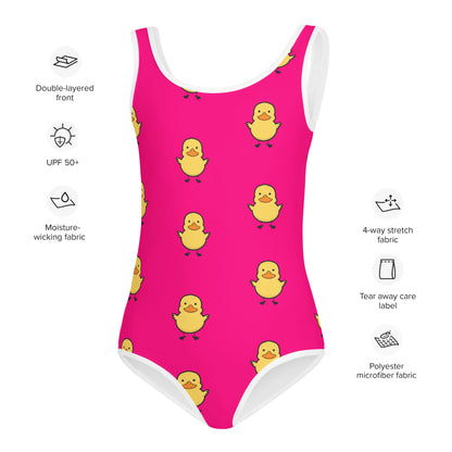 Girls Pink Duck Swimsuit