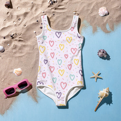 Girls Hearts And Sprinkles Swimsuit