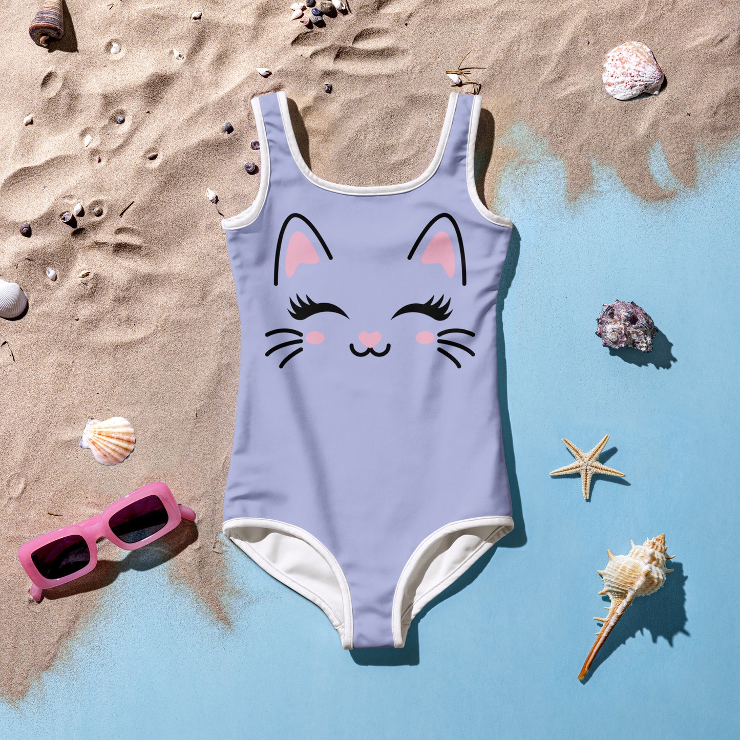 Girls Cute Cat Swimsuit