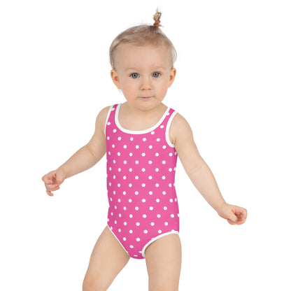 Girls Pink Polka Dots Buttery Soft Swimsuit With UPF 50+