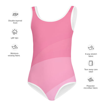 Girls Wavy Pink Swimsuit