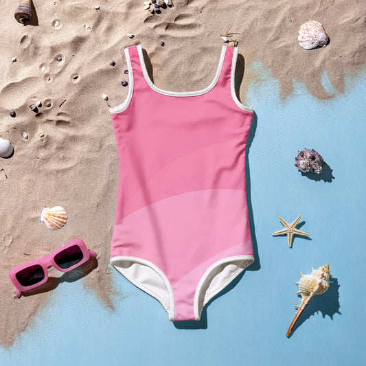 Girls Wavy Pink Swimsuit