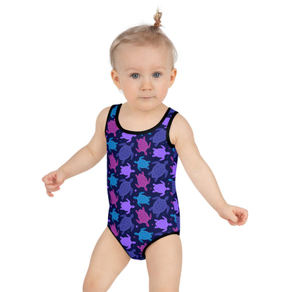 Girls Purple Turtles Swimsuit