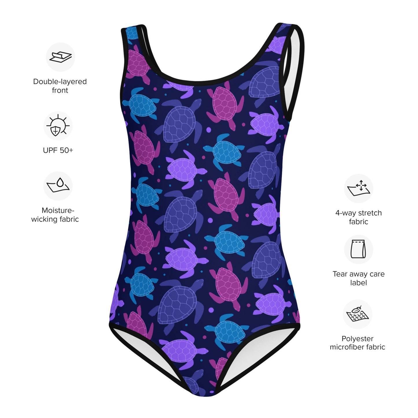 Girls Purple Turtles Swimsuit