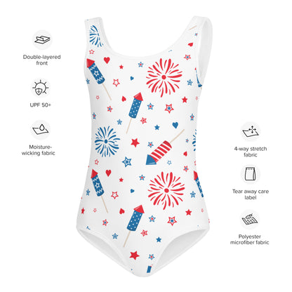 Girls Fireworks And Sparklers 4th Of July Swimsuit