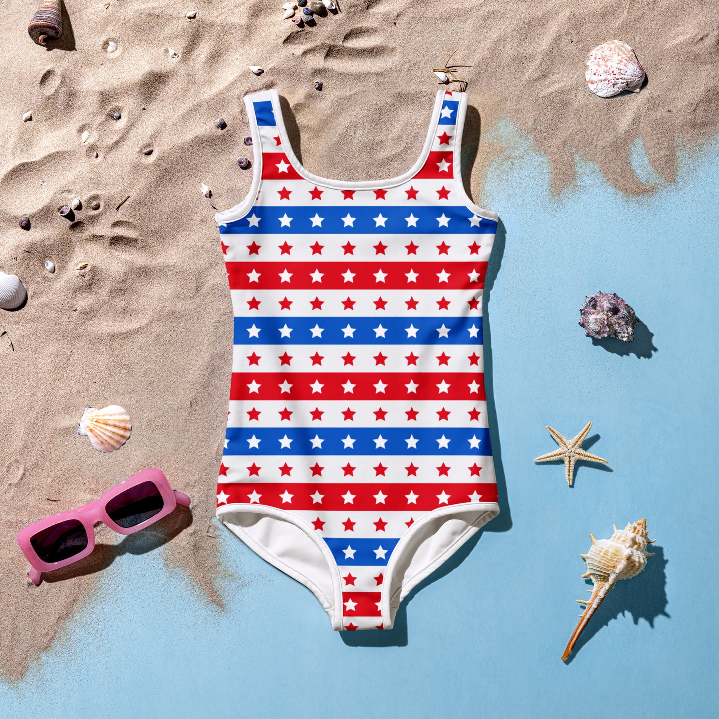 Girls Stars And Stripes 4th Of July Swimsuit