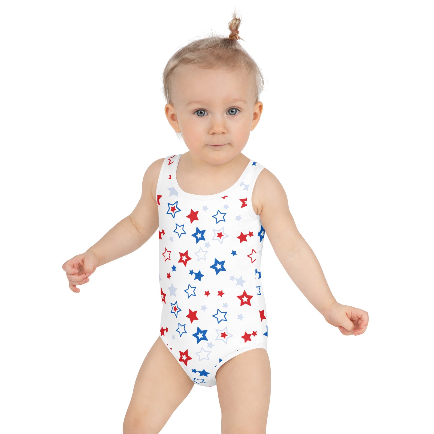 Girls Red, White And Blue Stars 4th Of July Swimsuit