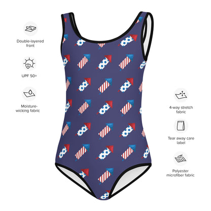 Girls Firework Rockets 4th Of July Swimsuit