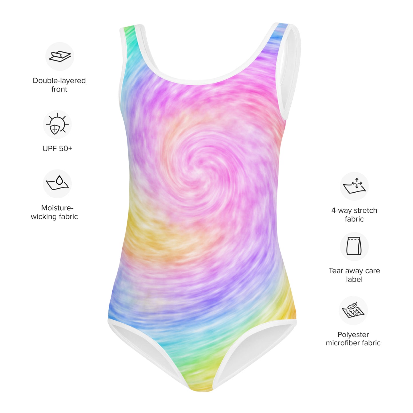 Girls Faux Rainbow Tie Dye Swimsuit