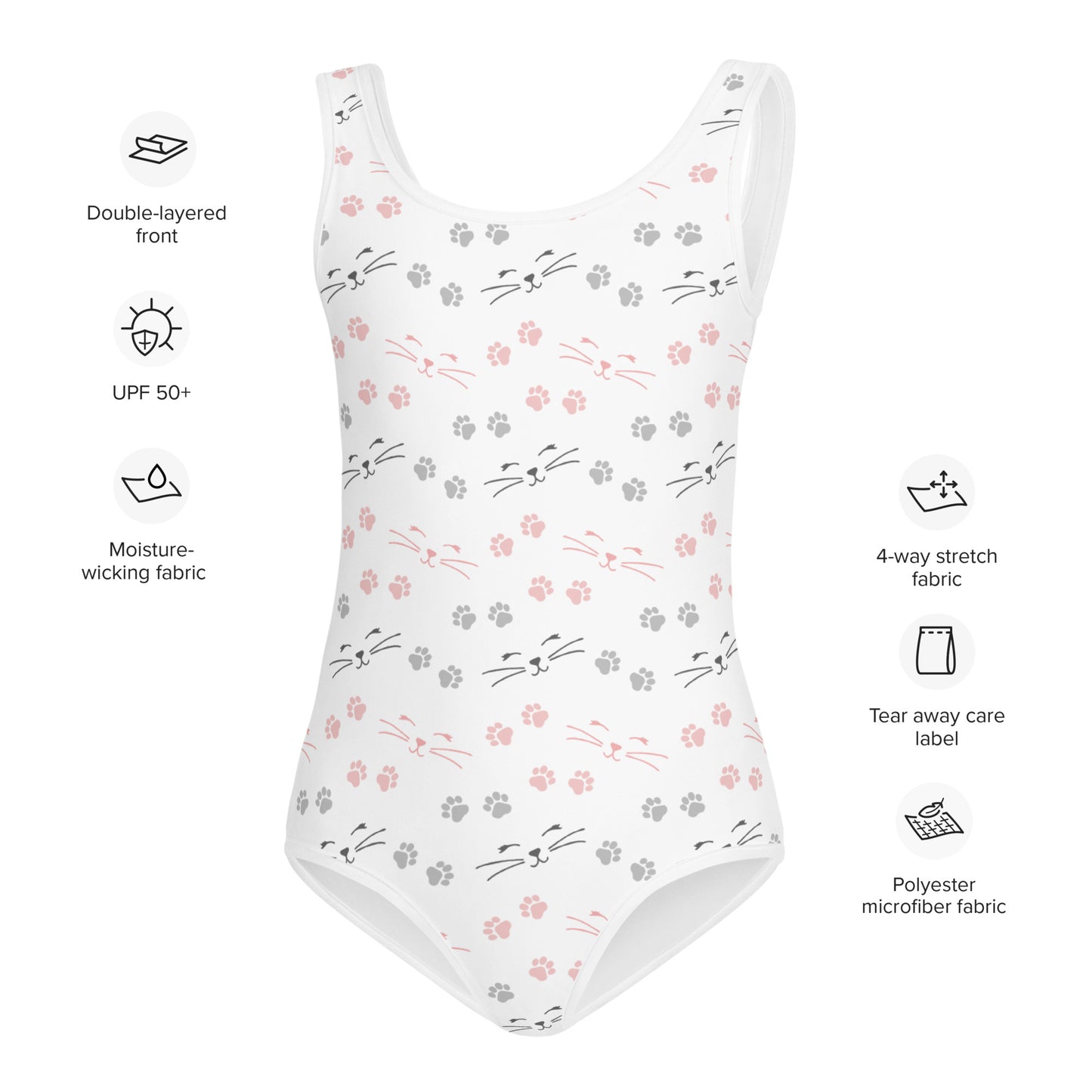 Girls Paw Print Cat Swimsuit