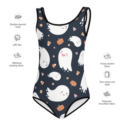 Girls Ghost Candy Cane Pumpkin Halloween Swimsuit