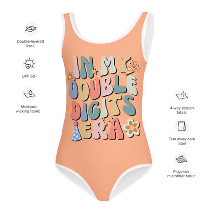 Girls 'In My Double Digits Era' 10th Birthday Swimsuit