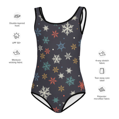 Girls Colorful Snowflakes Christmas Winter Swimsuit