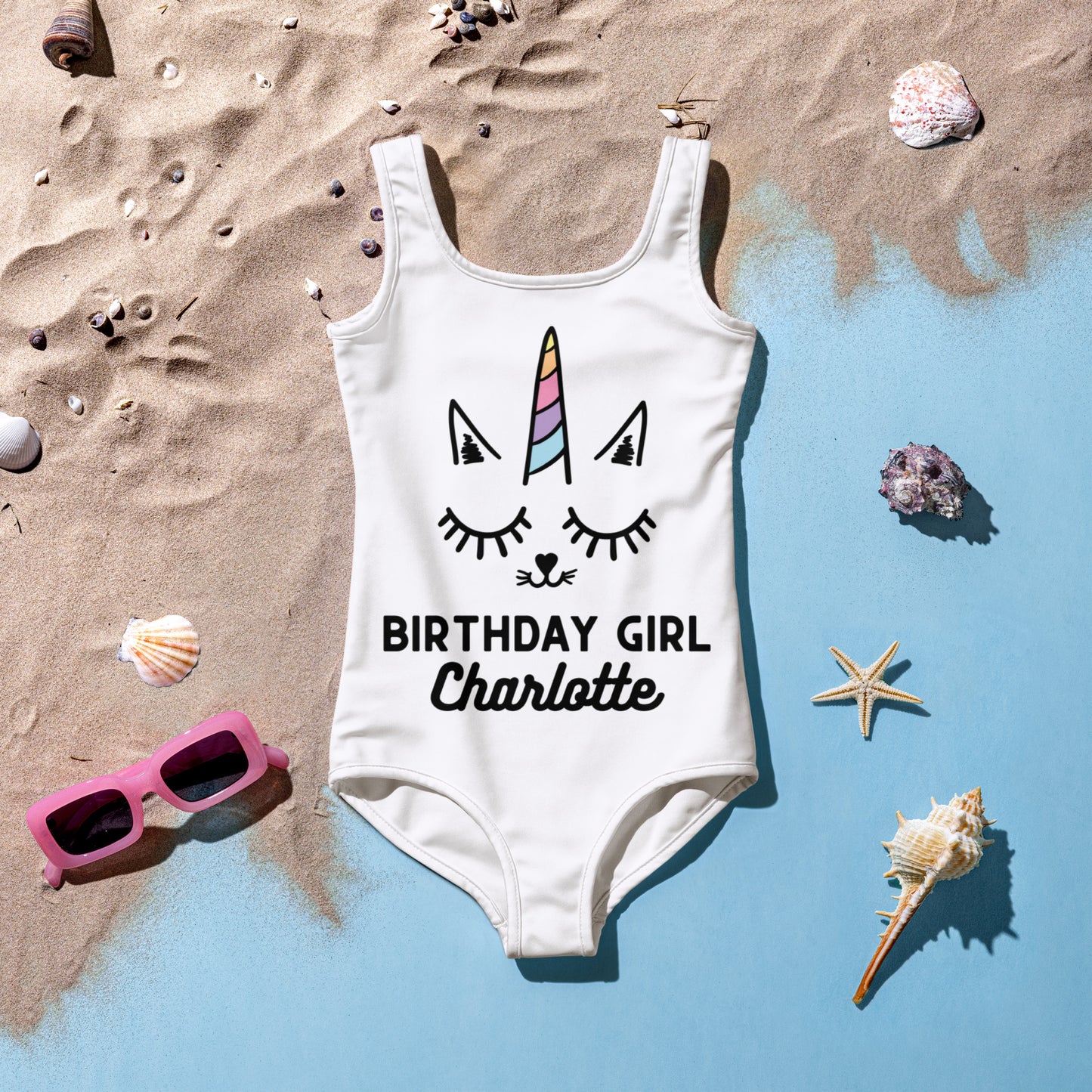 Caticorn Birthday Girl Custom Swimsuit