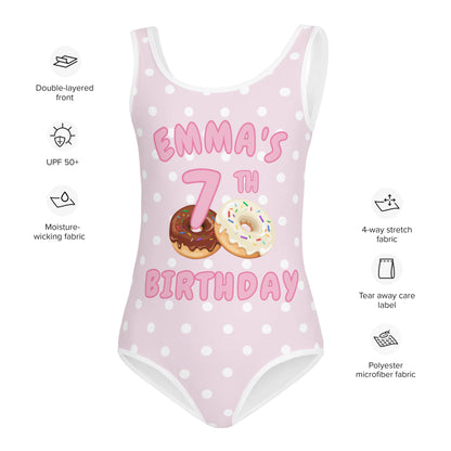 Girls Donut Custom Age & Name Swimsuit