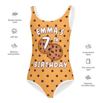 Girls Cookie Custom Age & Name Swimsuit