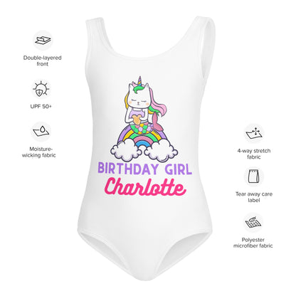 Custom Name Purrmaid Cat Mermaid Birthday Girl Buttery Soft Swimsuit