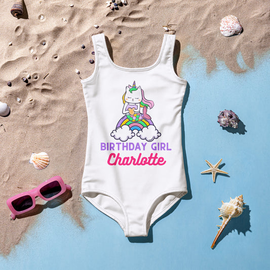 Custom Name Purrmaid Cat Mermaid Birthday Girl Buttery Soft Swimsuit