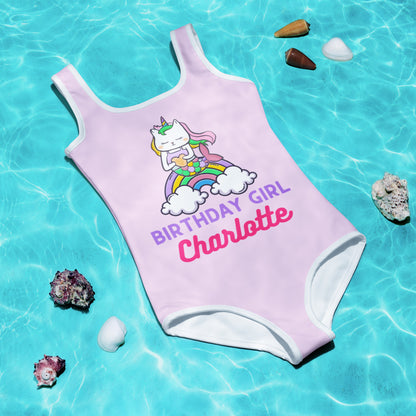 Custom Name Purrmaid Cat Mermaid Birthday Girl Buttery Soft Swimsuit