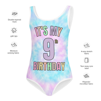 Girls Custom Age Faux Tie Dye Leotard With Name On Back