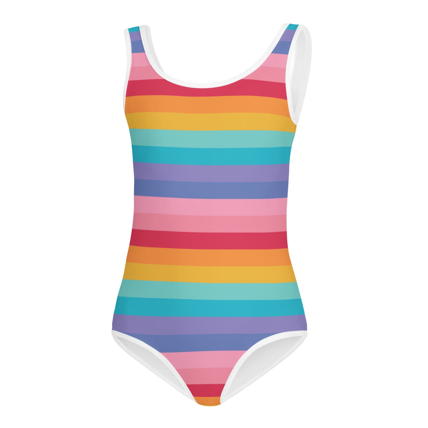 Girls Bright Striped Rainbow Buttery Soft Leotard - Quick Drying For Dance and Gymnastics