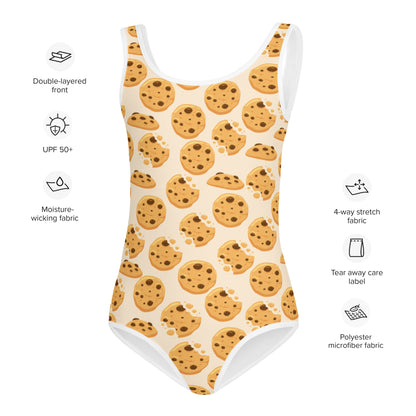 Girls Chocolate Chip Cookies Buttery Soft Swimsuit With UPF 50+