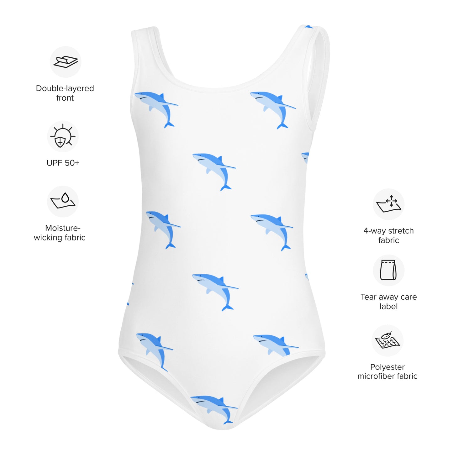 Girls Shark Buttery Soft Swimsuit With UPF 50+