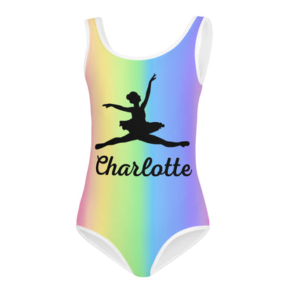 Girls Custom Rainbow Ballerina Buttery Soft Quick Drying Leotard