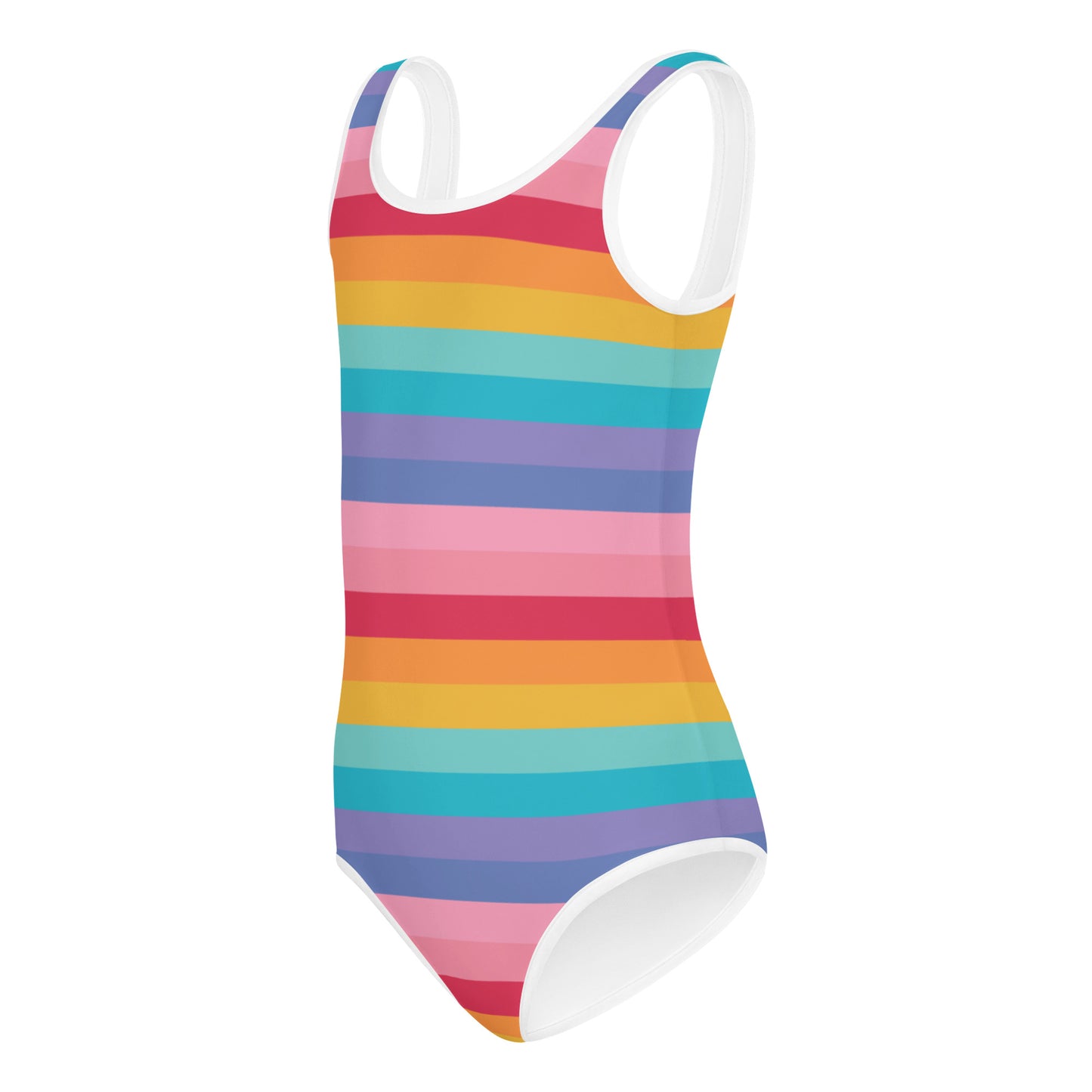 Girls Bright Striped Rainbow Buttery Soft Leotard - Quick Drying For Dance and Gymnastics