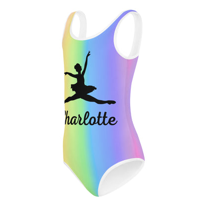 Girls Custom Rainbow Ballerina Buttery Soft Quick Drying Leotard