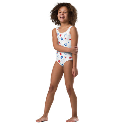 Girls Red, White And Blue Stars 4th Of July Swimsuit