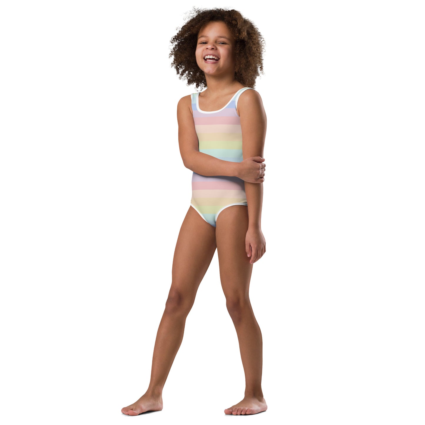 Girls Pastel Striped Rainbow Buttery Soft Leotard - Quick Drying For Dance and Gymnastics