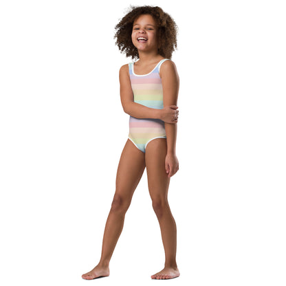 Girls Pastel Striped Rainbow Buttery Soft Leotard - Quick Drying For Dance and Gymnastics