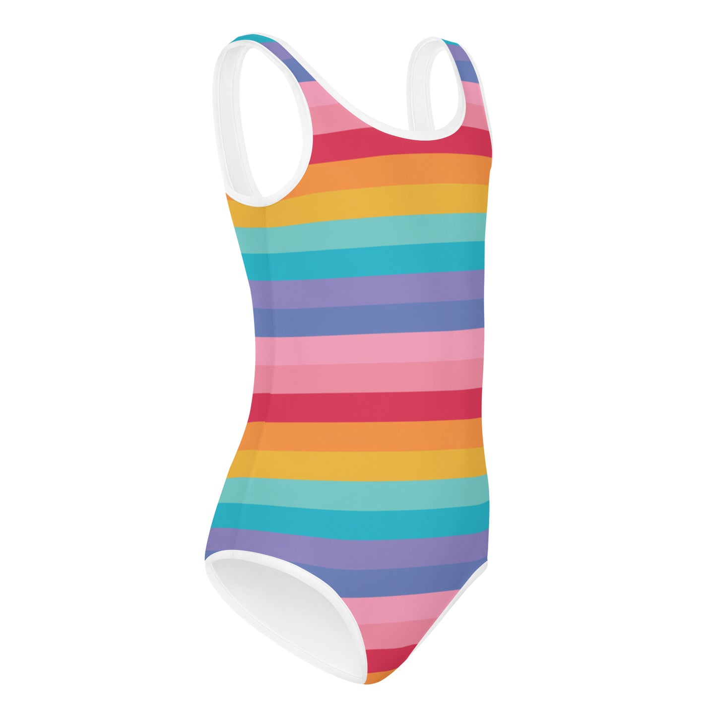 Girls Bright Striped Rainbow Buttery Soft Leotard - Quick Drying For Dance and Gymnastics