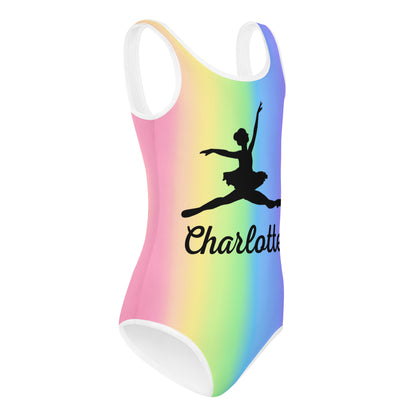 Girls Custom Rainbow Ballerina Buttery Soft Quick Drying Leotard