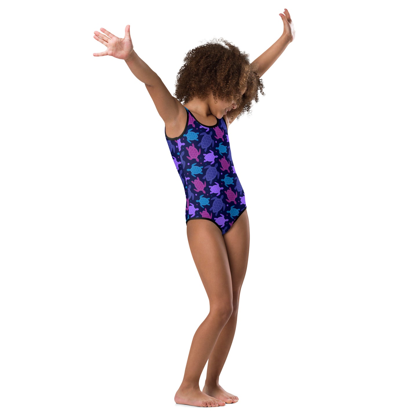 Girls Purple Turtles Swimsuit