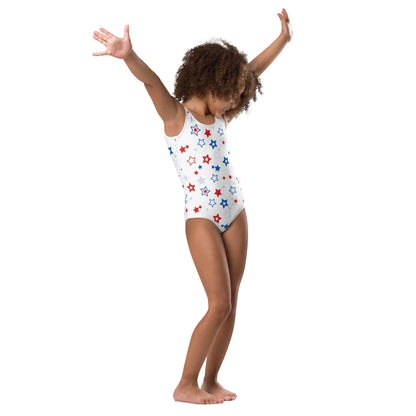 Girls Red, White And Blue Stars 4th Of July Swimsuit