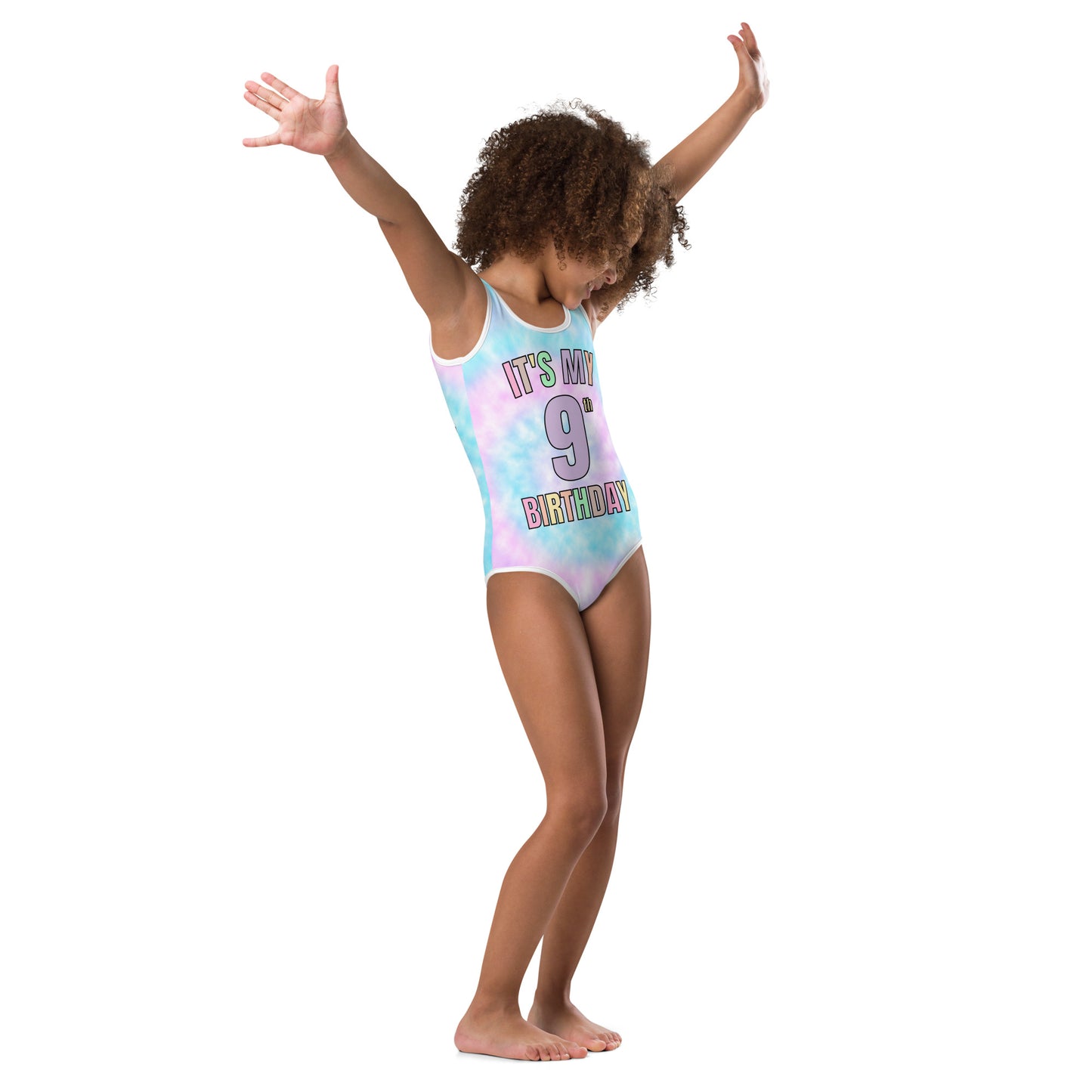 Girls Custom Age Faux Tie Dye Leotard With Name On Back