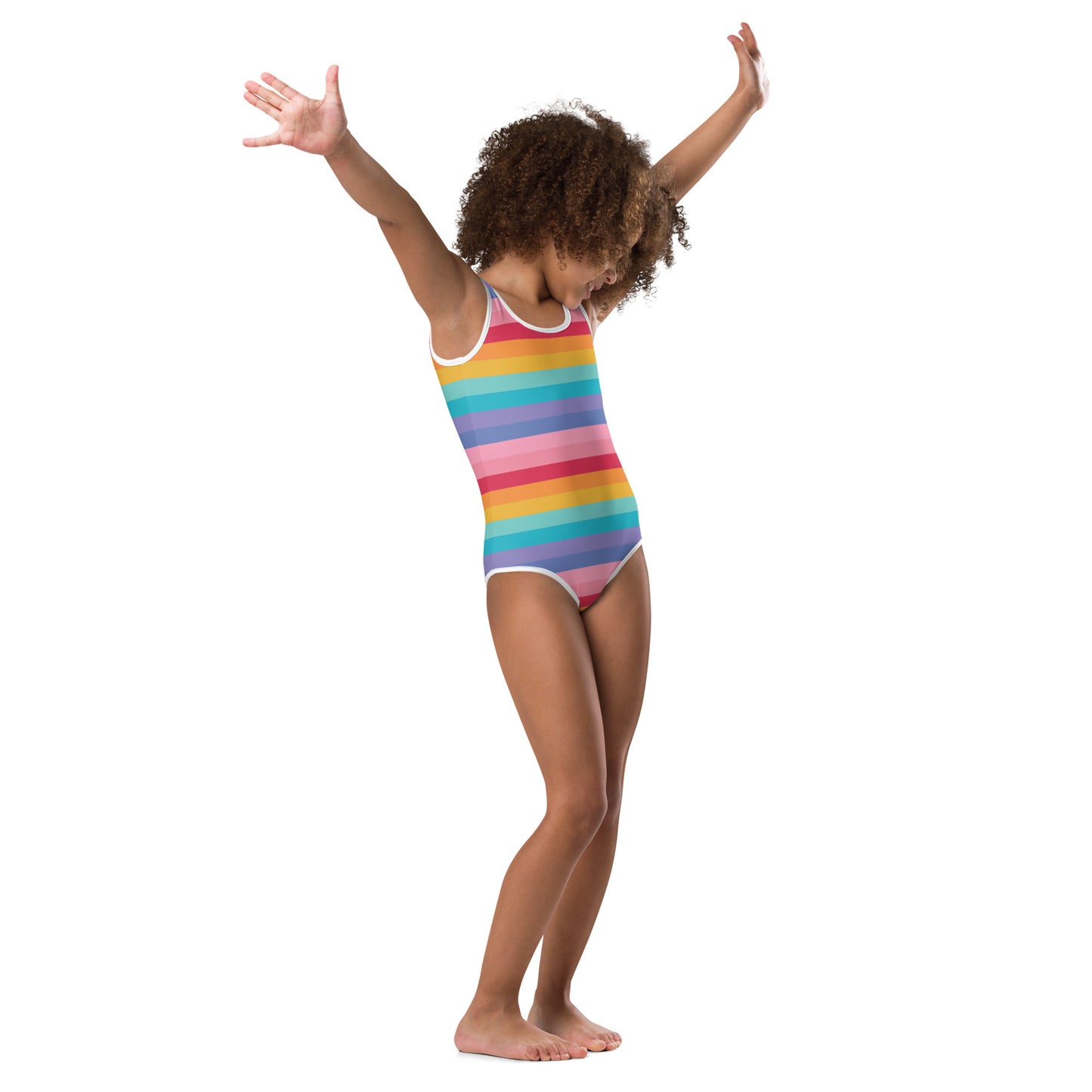 Girls Bright Striped Rainbow Buttery Soft Leotard - Quick Drying For Dance and Gymnastics