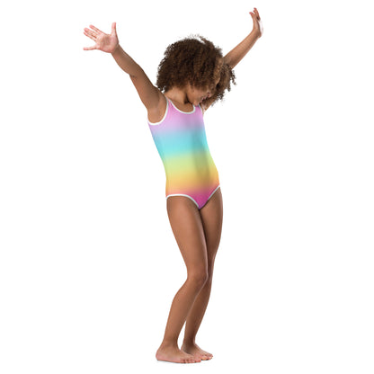 Girls Bright Rainbow Buttery Soft Leotard - Quick Drying For Dance and Gymnastics