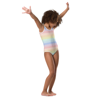 Girls Pastel Striped Rainbow Buttery Soft Leotard - Quick Drying For Dance and Gymnastics