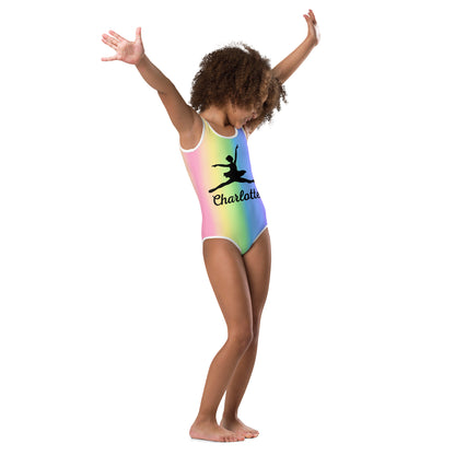 Girls Custom Rainbow Ballerina Buttery Soft Quick Drying Leotard