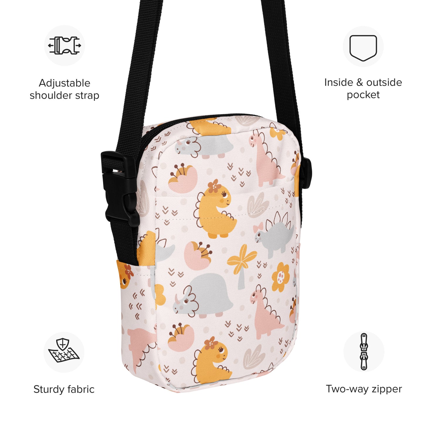 Girls Floral Dinosaur Crossbody Purse