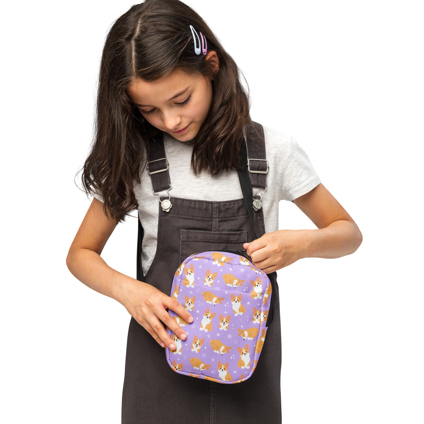 Girls Purple Corgi Crossbody Purse