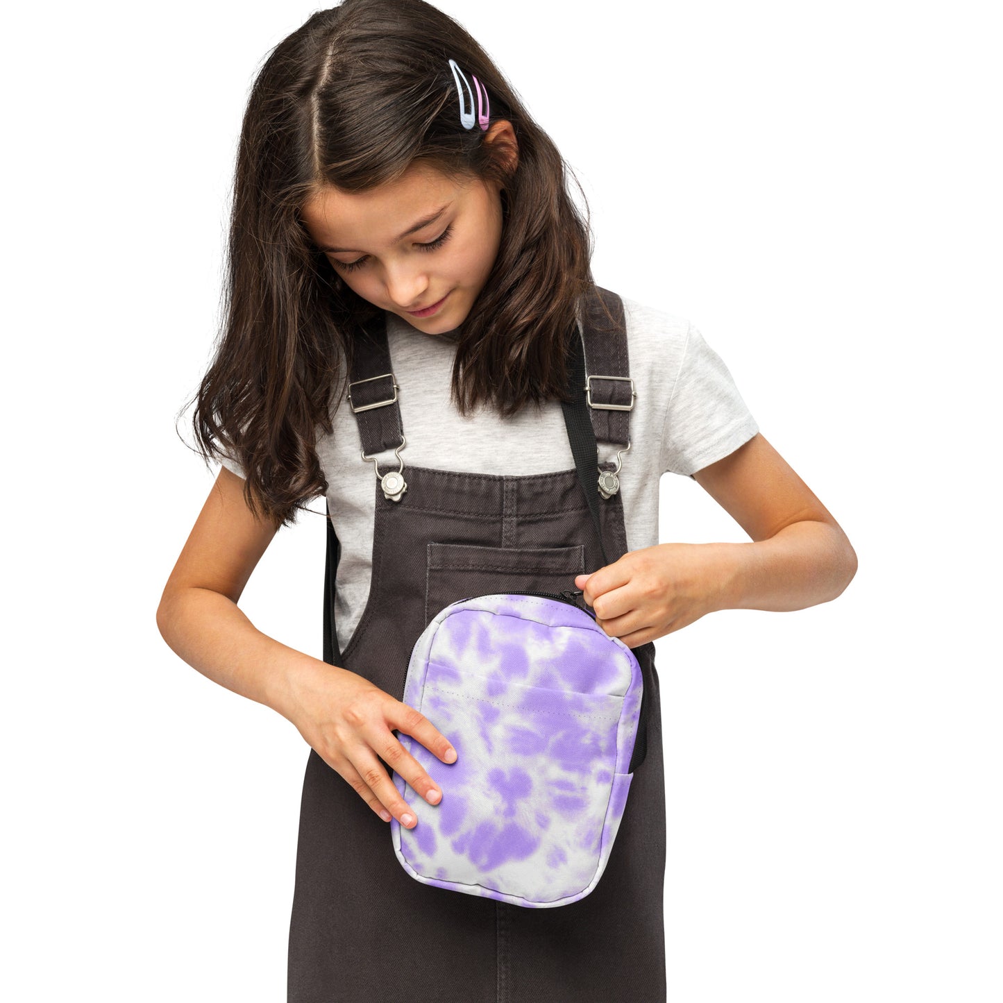 Girls Faux Purple Tie Dye Crossbody Purse