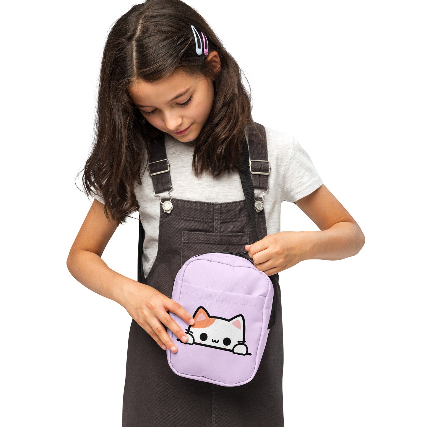 Girls Peeking Cat Crossbody Purse