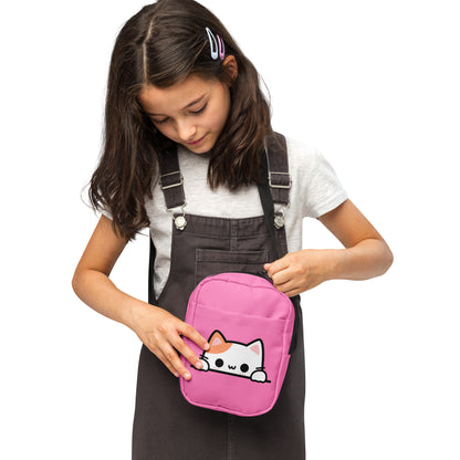 Girls Peeking Cat Crossbody Purse