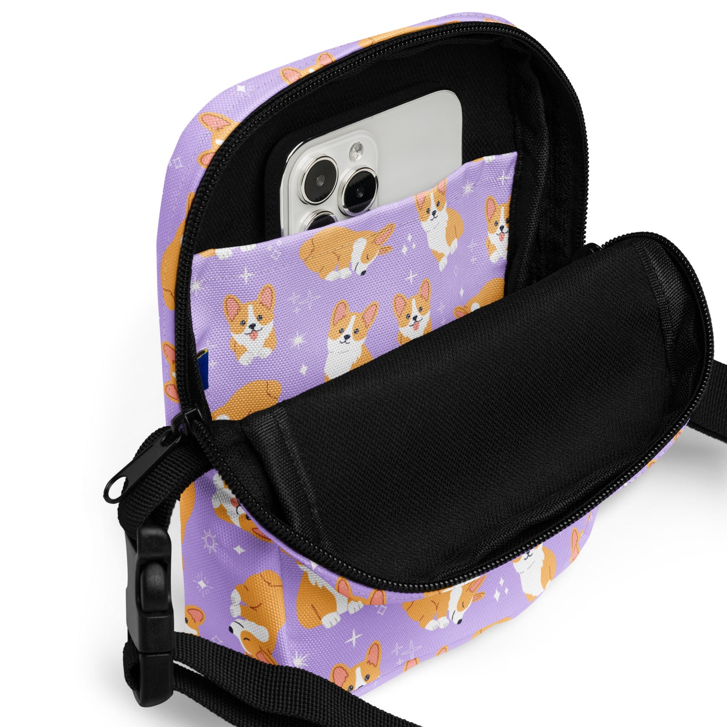 Girls Purple Corgi Crossbody Purse