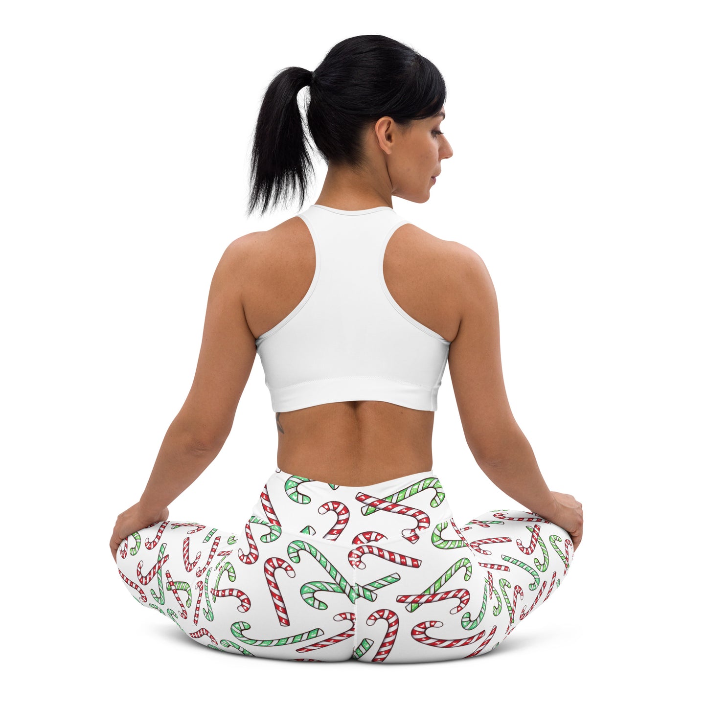 Women's Red & Green Candy Cane Christmas Yoga Leggings