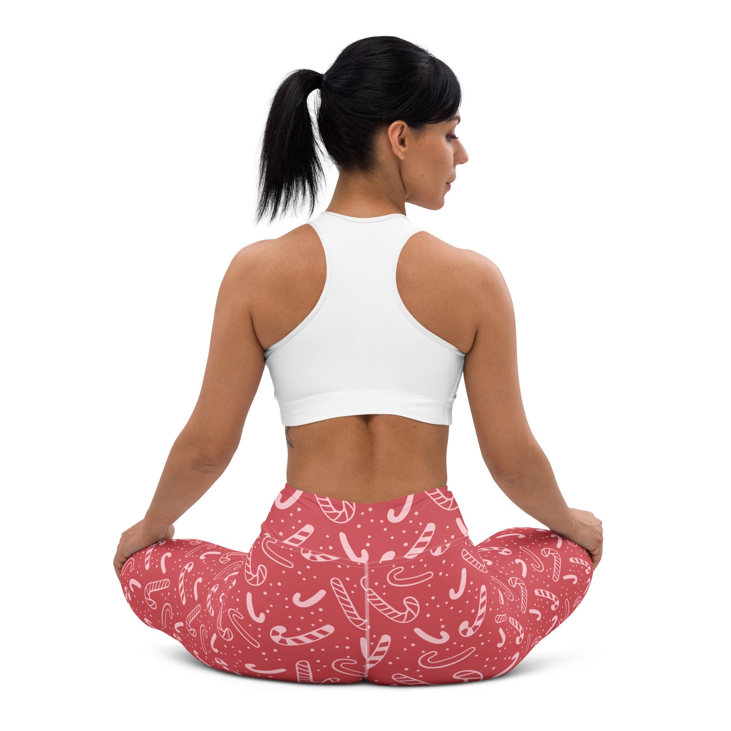 Women's Red Candy Cane Christmas Yoga Leggings